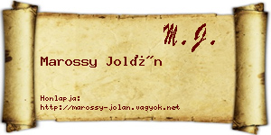 Marossy Jolán névjegykártya