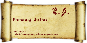 Marossy Jolán névjegykártya